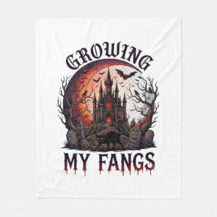 Growing Fangs Halloween Haunted Castle Black Cat M Fleece Blanket