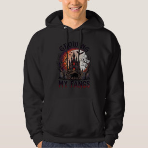 Growing Fangs Halloween Haunted Castle Black Cat M Hoodie