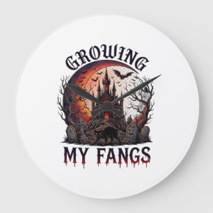 Growing Fangs Halloween Haunted Castle Black Cat M Large Clock