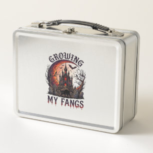 Growing Fangs Halloween Haunted Castle Black Cat M Metal Lunch Box