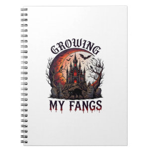Growing Fangs Halloween Haunted Castle Black Cat M Notebook