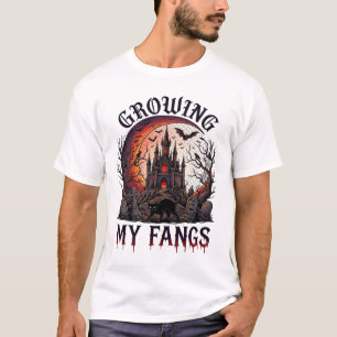 Growing Fangs Halloween Haunted Castle Black Cat M T-Shirt