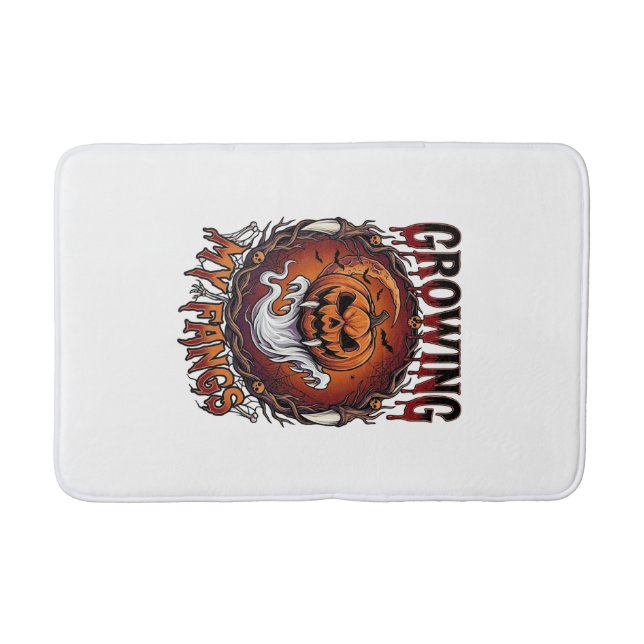 Growing Fangs Vampire Pumpkin Ghost Bats Skulls Bath Mat (Front)