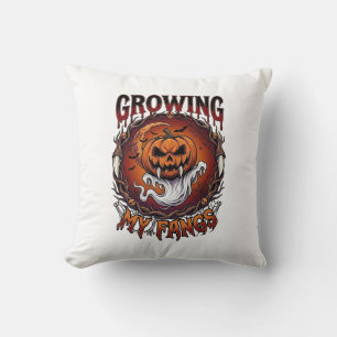 Growing Fangs Vampire Pumpkin Ghost Bats Skulls Cushion