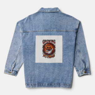 Growing Fangs Vampire Pumpkin Ghost Bats Skulls Denim Jacket