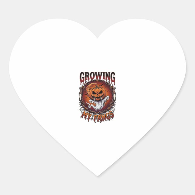 Growing Fangs Vampire Pumpkin Ghost Bats Skulls Heart Sticker (Front)