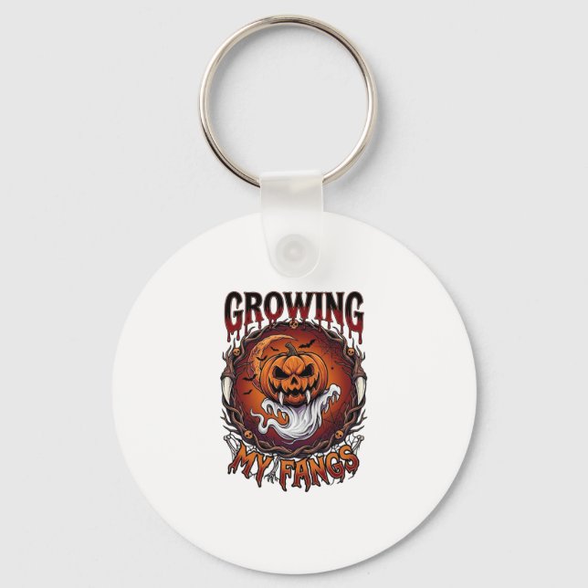 Growing Fangs Vampire Pumpkin Ghost Bats Skulls Key Ring (Front)