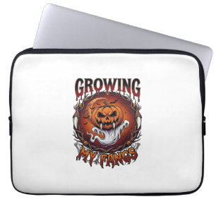 Growing Fangs Vampire Pumpkin Ghost Bats Skulls Laptop Sleeve