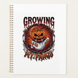 Growing Fangs Vampire Pumpkin Ghost Bats Skulls Planner