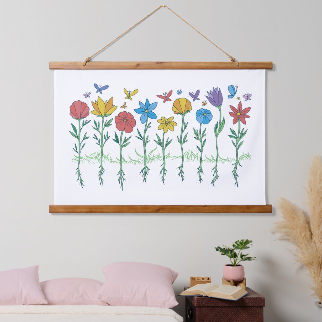 Growing flowers design hanging tapestry (Bedroom)