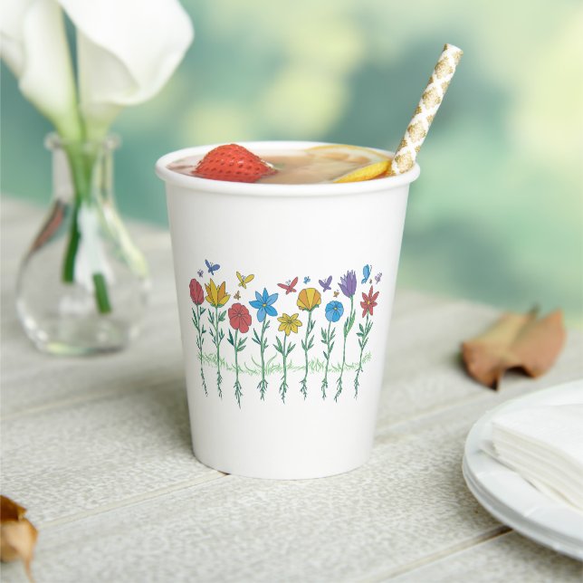 Growing flowers design paper cups (Insitu)
