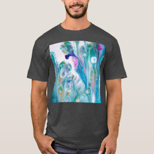 Growing Garden in Blue Abstract Acrylic Art by Flu T-Shirt