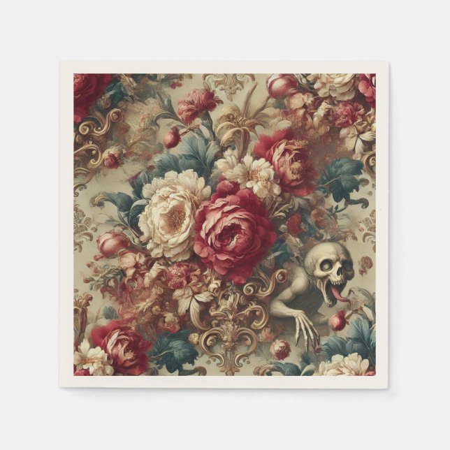 Growing Grotesque – Gothic Floral  Napkin (Front)