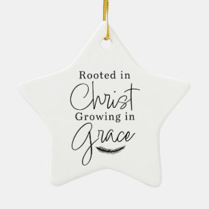 Growing in Grace Black and White Star Christmas Ceramic Tree Decoration