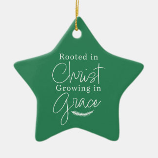 Growing in Grace Green and White Star Christmas Ceramic Tree Decoration