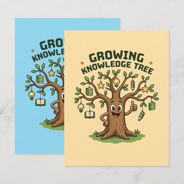 Growing Knowledge Tree School Teacher Student Card (Front/Back)
