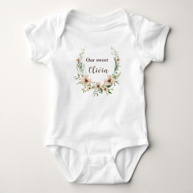 Growing like a weed, Delicate Botanical,  Baby Bodysuit (Front)