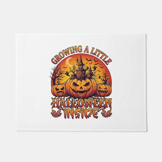 Growing Little Halloween Inside Pumpkins Haunted C Doormat (Front)