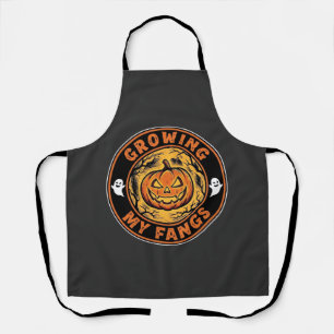 Growing My Fangs Halloween Pumpkin Ghost Design_1 Apron