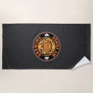 Growing My Fangs Halloween Pumpkin Ghost Design_1 Beach Towel