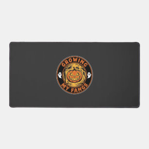 Growing My Fangs Halloween Pumpkin Ghost Design_1 Desk Mat