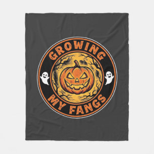 Growing My Fangs Halloween Pumpkin Ghost Design_1 Fleece Blanket