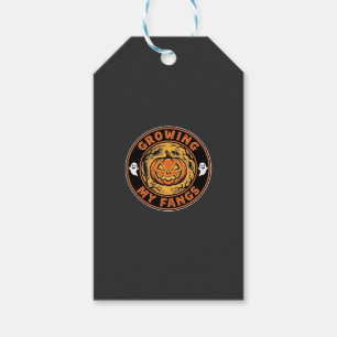 Growing My Fangs Halloween Pumpkin Ghost Design_1 Gift Tags