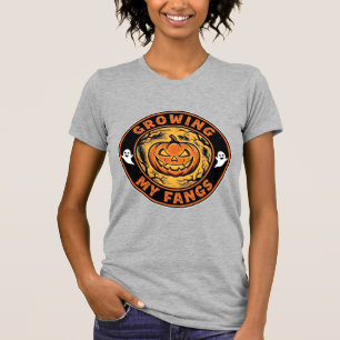 Growing My Fangs Halloween Pumpkin Ghost Design_1 T-Shirt