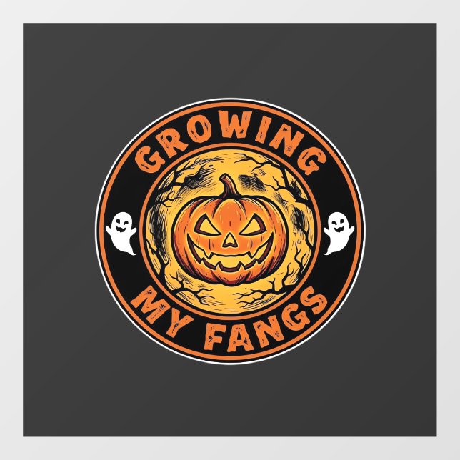 Growing My Fangs Halloween Pumpkin Ghost Design_1 Window Cling (Sheet)