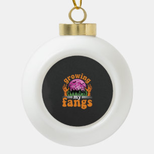 Growing My Fangs Halloween Vampire Design_1 Ceramic Ball Christmas Ornament