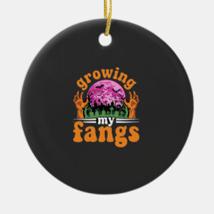 Growing My Fangs Halloween Vampire Design_1 Ceramic Tree Decoration