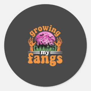Growing My Fangs Halloween Vampire Design_1 Classic Round Sticker