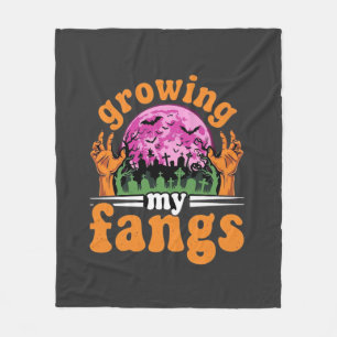 Growing My Fangs Halloween Vampire Design_1 Fleece Blanket