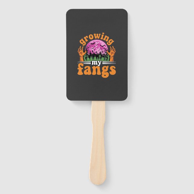 Growing My Fangs Halloween Vampire Design_1 Hand Fan (Front)