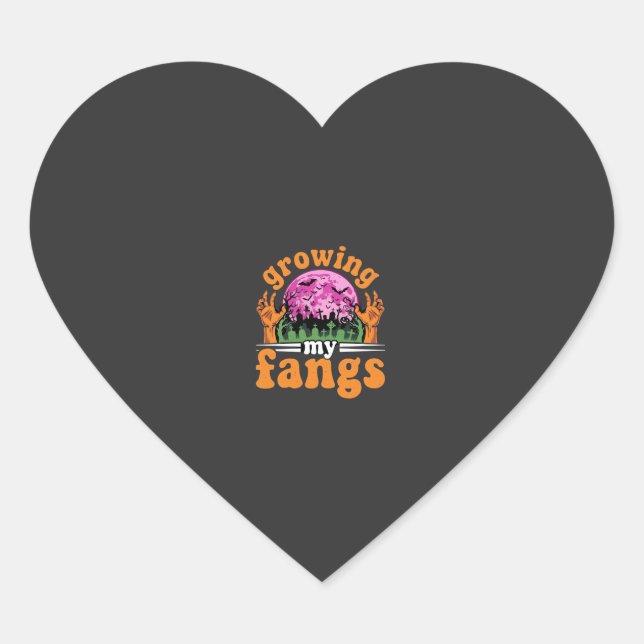 Growing My Fangs Halloween Vampire Design_1 Heart Sticker (Front)