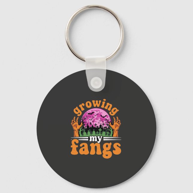 Growing My Fangs Halloween Vampire Design_1 Key Ring (Front)