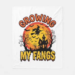 Growing My Fangs Vintage Halloween Vampire Shirt_1 Fleece Blanket