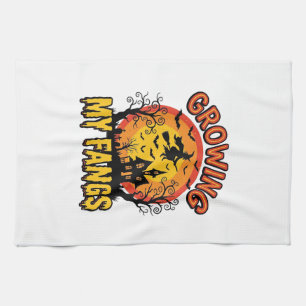 Growing My Fangs Vintage Halloween Vampire Shirt_1 Tea Towel