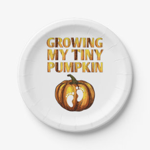 Growing my tiny pumpkin Thanksgiving pregnancy Paper Plate