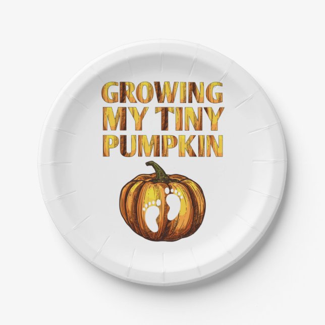 Growing my tiny pumpkin Thanksgiving pregnancy Paper Plate (Front)