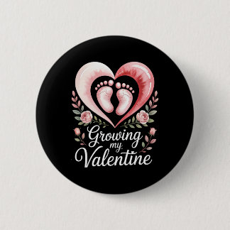 Growing My Valentine By Feet Heart Art  6 Cm Round Badge