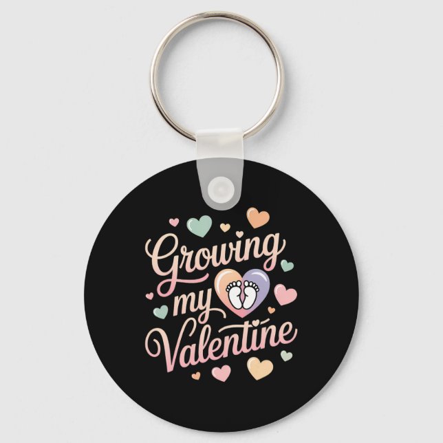 Growing My Valentine By Feet Heart Design  Key Ring (Front)