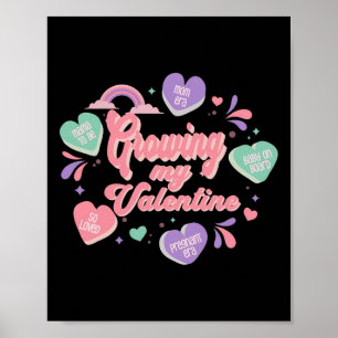Growing My Valentine Hearts Candy Pregnancy Announ Poster