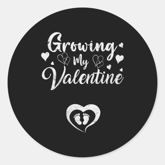 Growing My Valentine Pregnancy New Mom Valentines  Classic Round Sticker (Front)