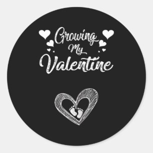 Growing My Valentine Pregnancy New Mom Valentines  Classic Round Sticker