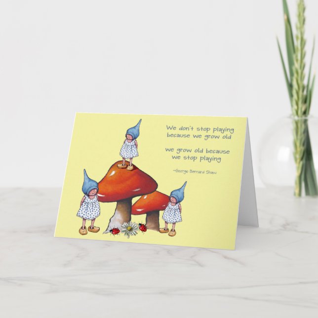 Growing Older Birthday, Fantasy Art: Cute Gnomes Card (Front)