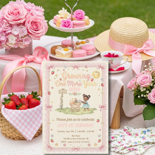 Growing One More Year Older Black girl Birthday Invitation