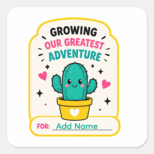 🌵 Growing Our Greatest Adventure Baby Shower 🌵 Square Sticker