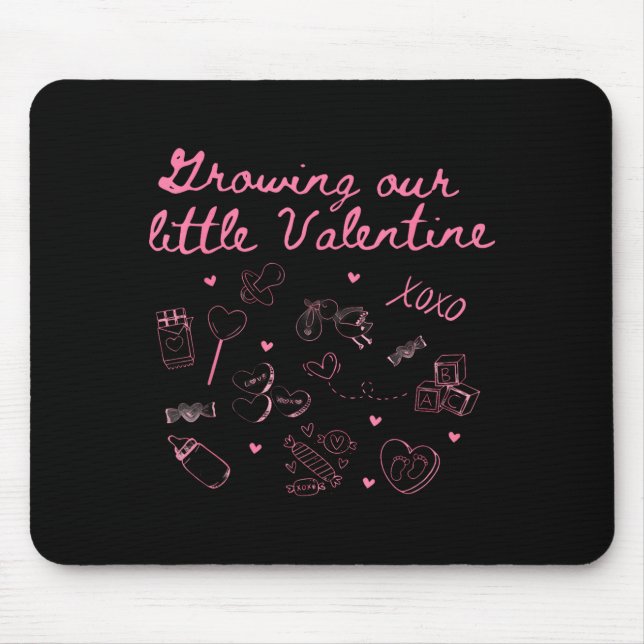 Growing Our Little Valentine Pregnancy Announcemen Mouse Mat (Front)