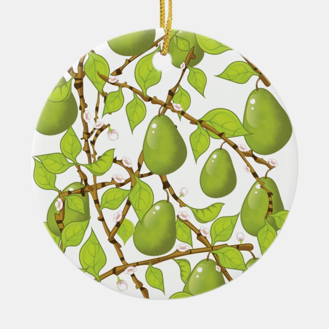 Growing Pears Ceramic Tree Decoration (Front)